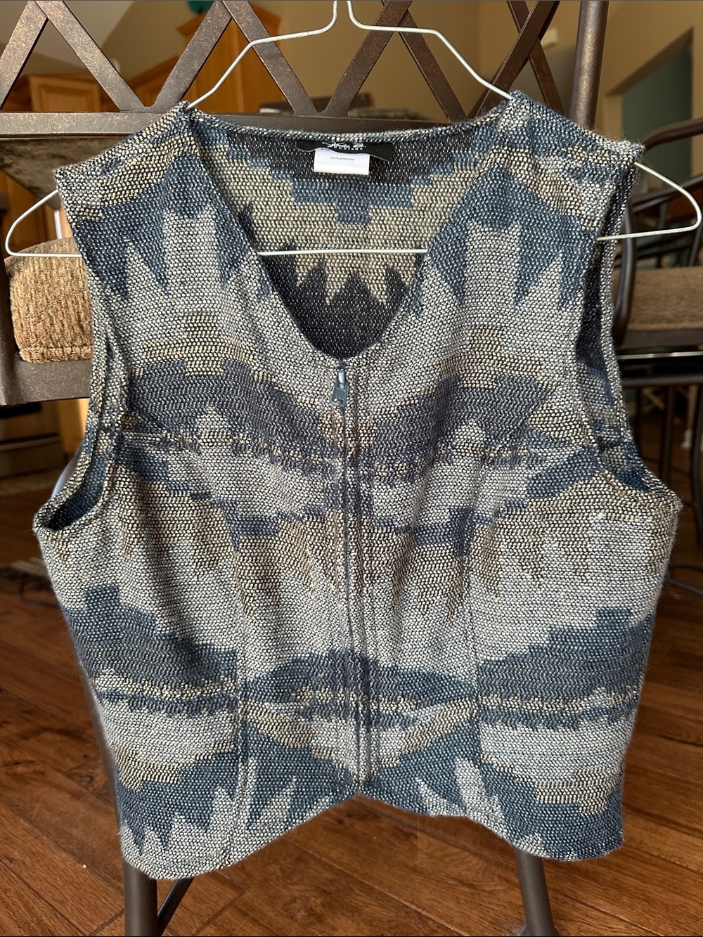 Aztec Patterned Zip-Front Western Woven Vest